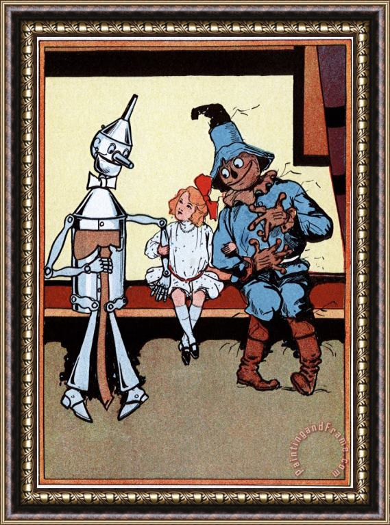 John R. Neill Land of Oz: Dorothy with Scarecrow And Tin Woodman Framed Painting