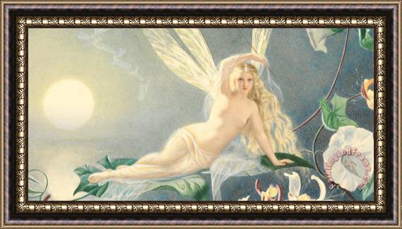 John Simmons Fairy Resting On A Leaf Framed Painting