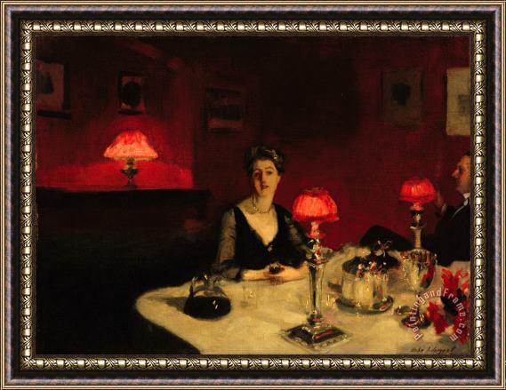 John Singer Sargent Le Verre De Porto (a Dinner Table at Night) Framed Painting