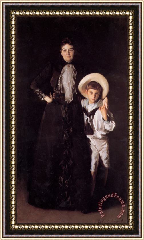 John Singer Sargent Mrs. Edward L. Davis And Her Son Livingston Framed Painting