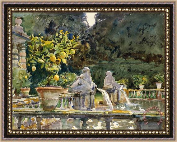John Singer Sargent Villa Di Marlia, Lucca a Fountain Framed Painting