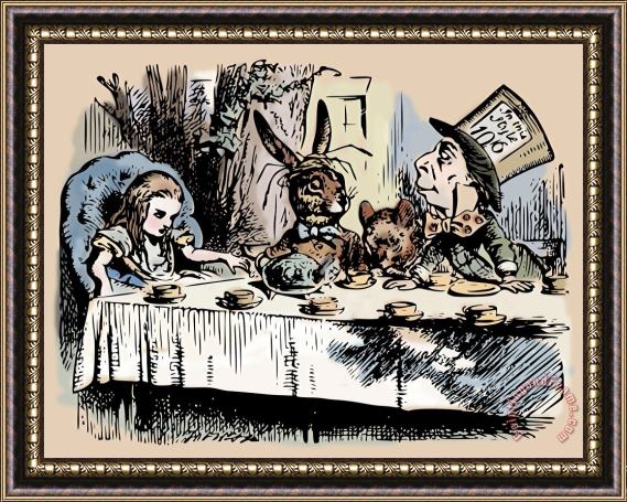 John Tenniel Mad Tea Party Color Framed Painting