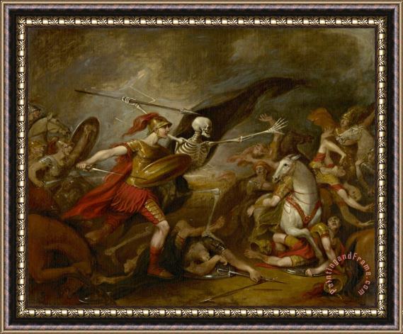 John Trumbull Joshua at The Battle of Ai Attended by Death Framed Painting
