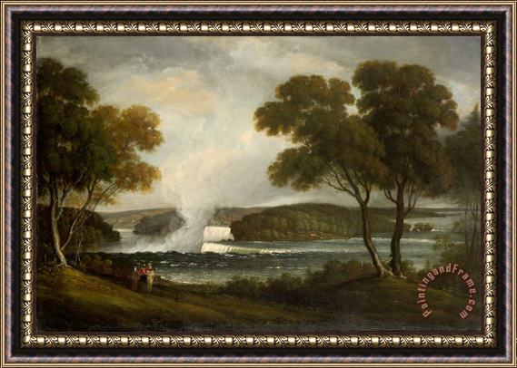 John Trumbull Niagara Falls From an Upper Bank on The British Side Framed Painting
