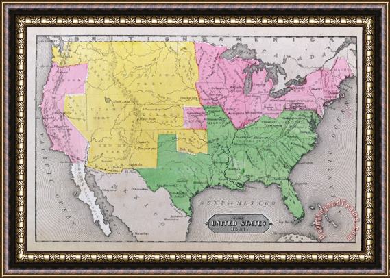 John Warner Barber and Henry Hare Map of the United States Framed Painting