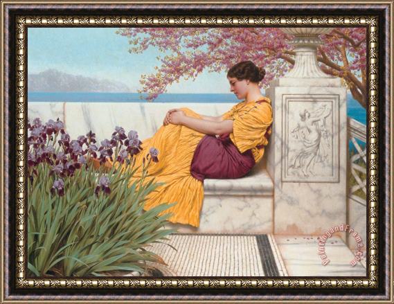 John William Godward 'under The Blossom That Hangs on The Bough' Framed Painting