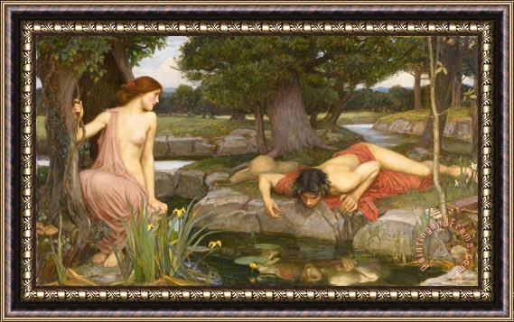 John William Waterhouse Echo And Narcissus Framed Print