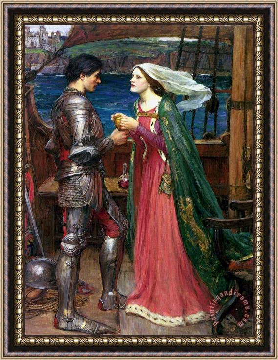 John William Waterhouse Tristan And Isolde with The Potion Framed Painting