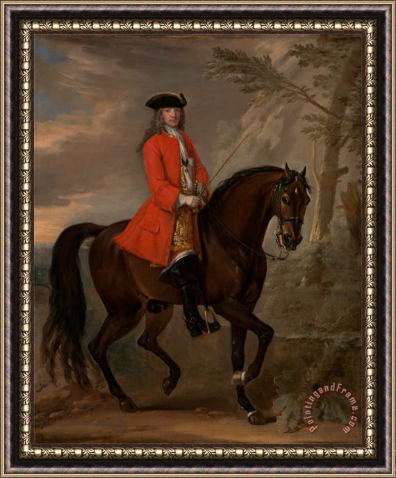 John Wootton Portrait of a Man on Horseback Framed Painting