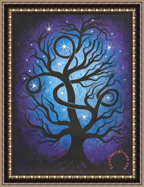 Jordanka Yaretz Blue twisted tree Framed Painting