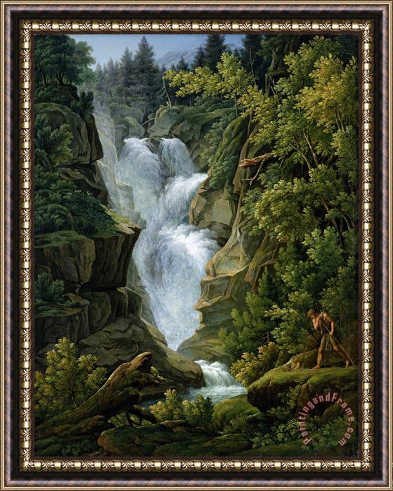 Joseph Anton Koch Waterfall in the Bern Highlands Framed Print