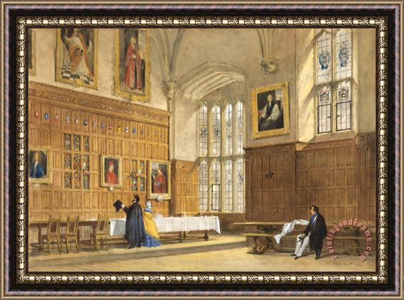 Joseph Nash The Elder View of The Dining Hall in Magdalen College, Oxford Framed Painting