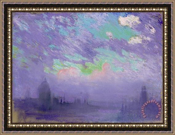 Joseph Pennell Green, Blue And Purple (view of London) Framed Painting