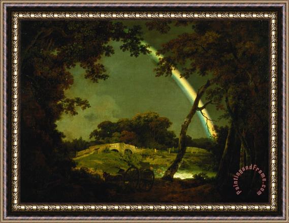 Joseph Wright of Derby Landscape with a Rainbow Framed Painting