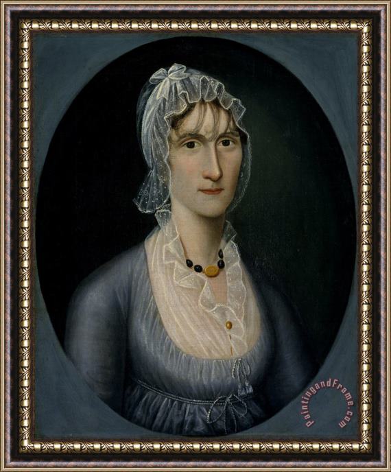 Joshua Johnson Portrait of Mrs. Barbara Baker Murphy (wife of Sea Captain) Framed Painting