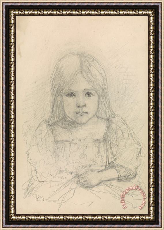Jozef Israels Meisje, Ten Halven Lijve, Van Voren Framed Painting