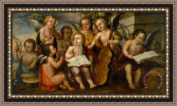 Juan Correa The Infant Jesus with Angelic Musicians Framed Print