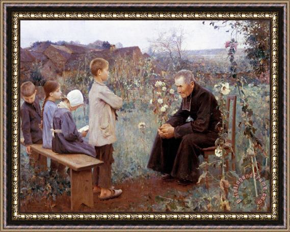 Jules Alexis Muenier The Catechism Lesson Framed Painting
