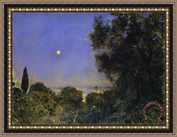 Jules Bastien Lepage Lever De Lune a Alger Framed Painting