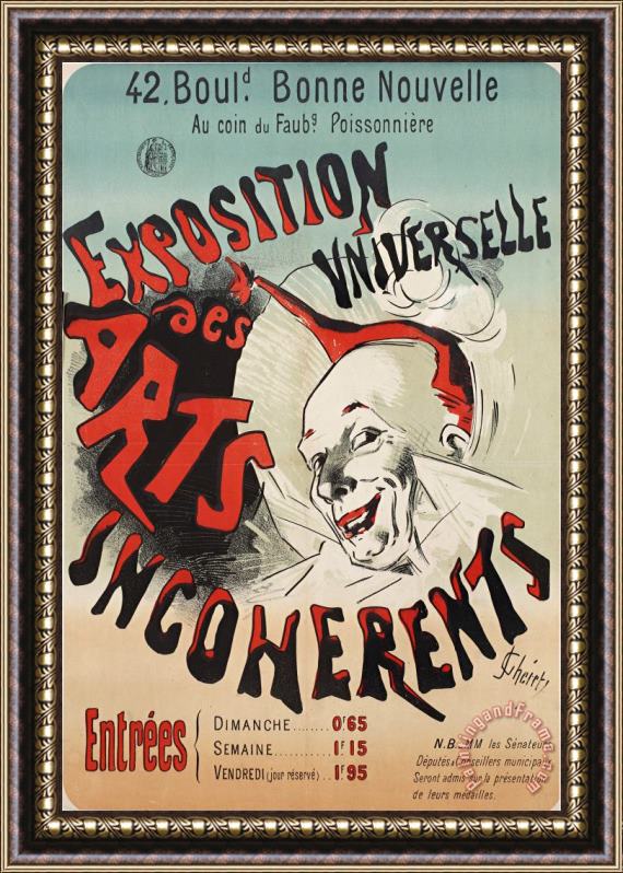 Jules Cheret Poster for Exposition Universelle Des Arts Incoherents (universal Exhibition of The Incoherent Arts) Framed Painting