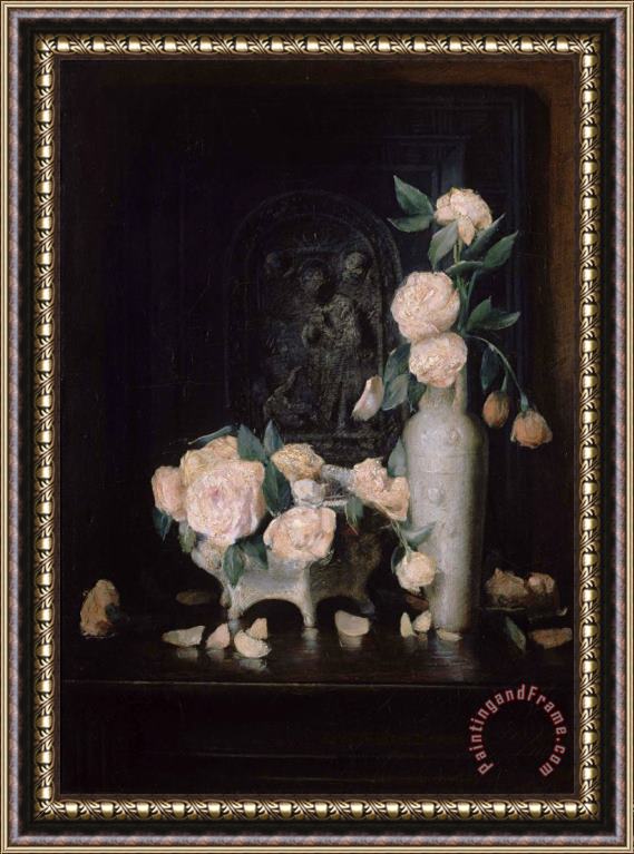 Julian Alden Weir Roses Framed Painting