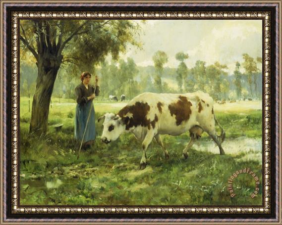 Julien Dupre Cows At Pasture Framed Print