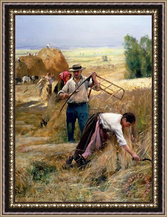 Julien Dupre Harvesting Framed Painting
