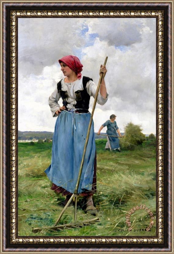 Julien Dupre Turning The Hay Framed Painting