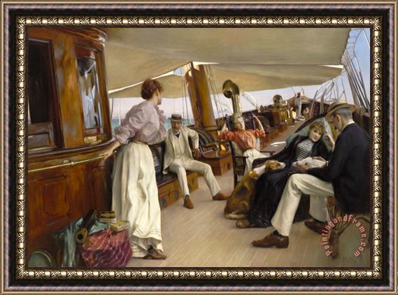 Julius Leblanc Stewart On The Yacht Namouna,” Venice, 1890 Framed Painting