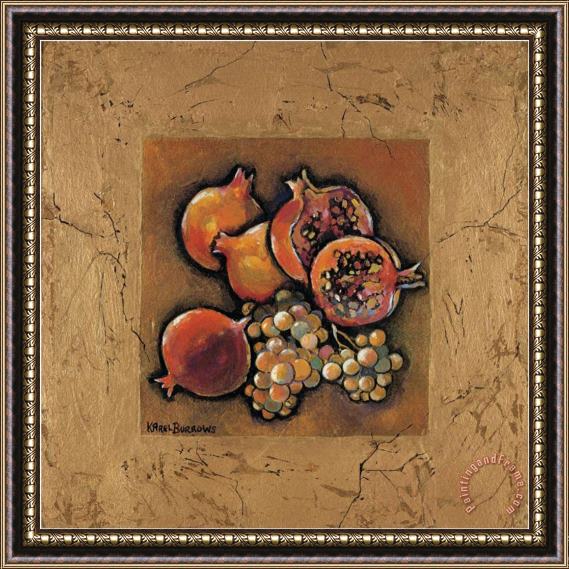 Karel Burrows Pomegranates And Grapes Framed Print