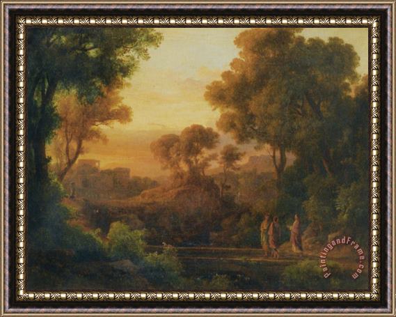 Karoly, The Elder Marko Christ with Two Disciples in a Classical Landscape Framed Print