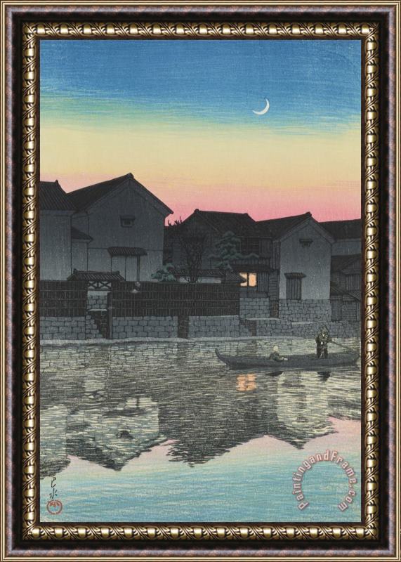 Kawase Hasui Crescent Moon at Matsuye (izumo Matsuye Mikazuki) Framed Painting