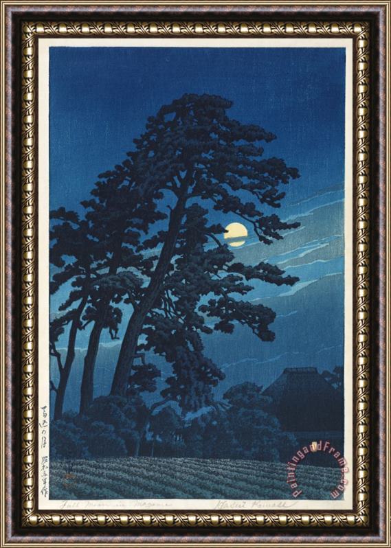 Kawase Hasui Full Moon in Magome Framed Print