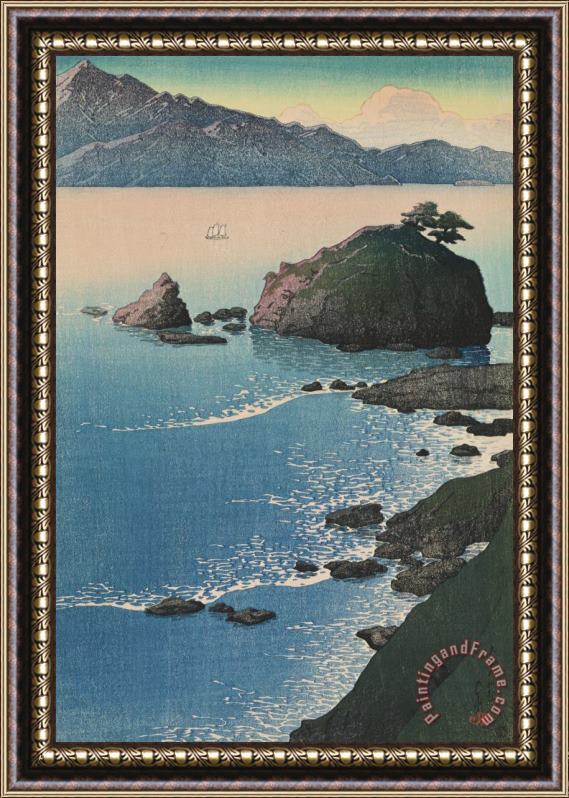 Kawase Hasui Sunrise at Kude Beach, Wakasa (wakasa Kude No Hama), From The Series Souvenirs of Travels, First Series (tabi Miyage, Dai Isshu) Framed Painting