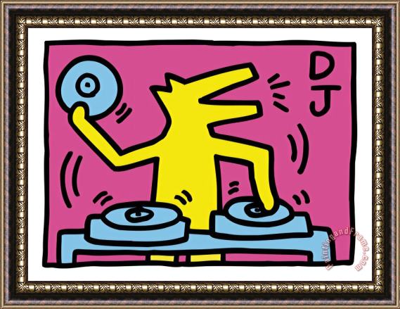 Keith Haring Pop Shop Dj Framed Painting