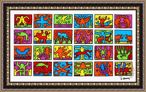 Keith Haring Retrospect 1989 Framed Painting