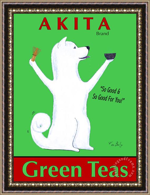 Ken Bailey Akita Green Tea Framed Print