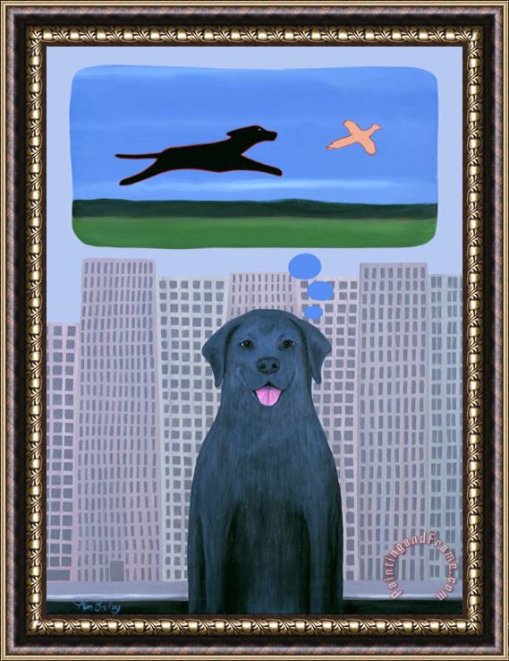 Ken Bailey City Dog with Country Dreams Framed Print