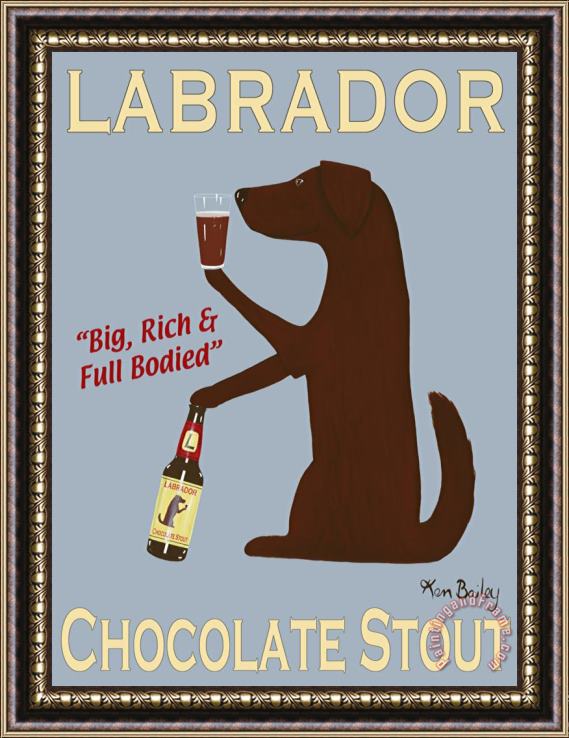Ken Bailey Labrador Chocolate Stout Framed Painting