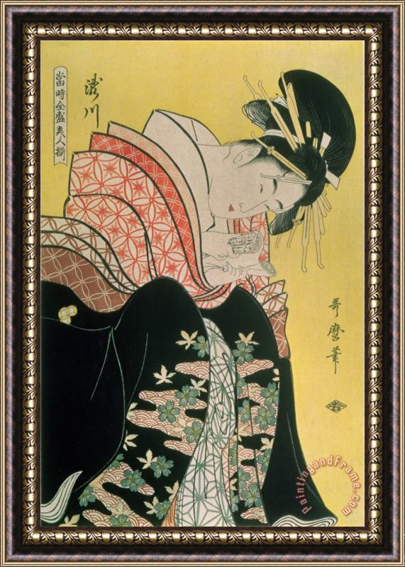 Kitagawa Otamaro Takigawa From The Tea House Ogi Framed Print