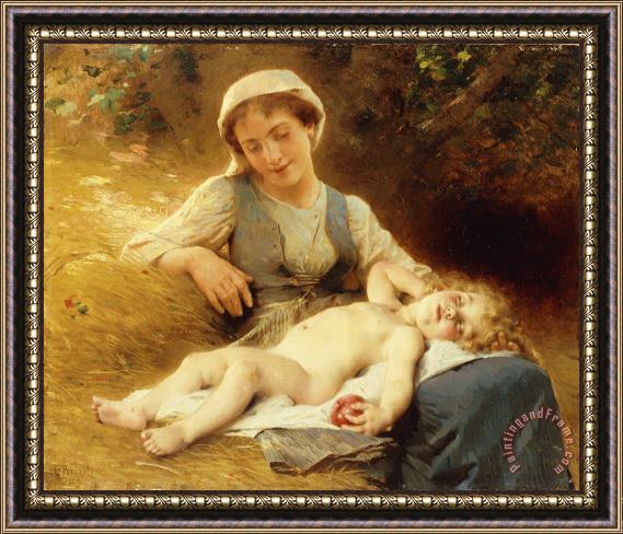 Leon Bazile Perrault A Mother With Her Sleeping Child Framed Painting