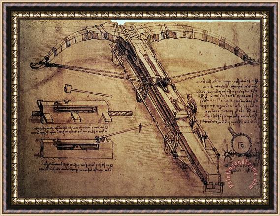 Leonardo Da Vinci Design for a Giant Crossbow Framed Painting