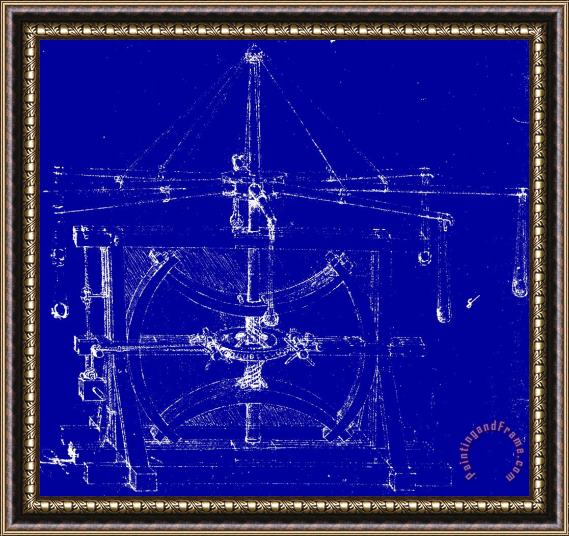 Leonardo da Vinci Machine Blueprint Framed Painting