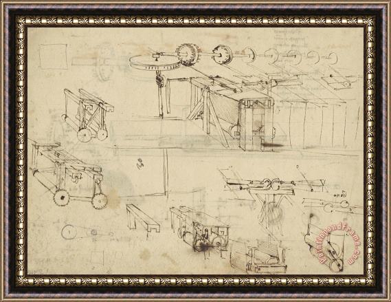 Leonardo da Vinci Shearing Machine For Fabrics And Its Components From Atlantic Codex Framed Painting