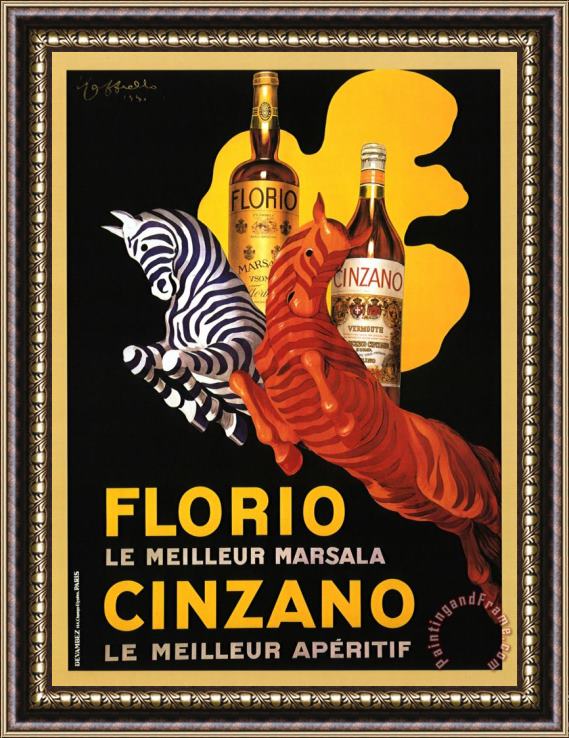Leonetto Cappiello Florio E Cinzano 1930 Framed Painting