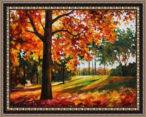 Leonid Afremov Autumn Forest Framed Print