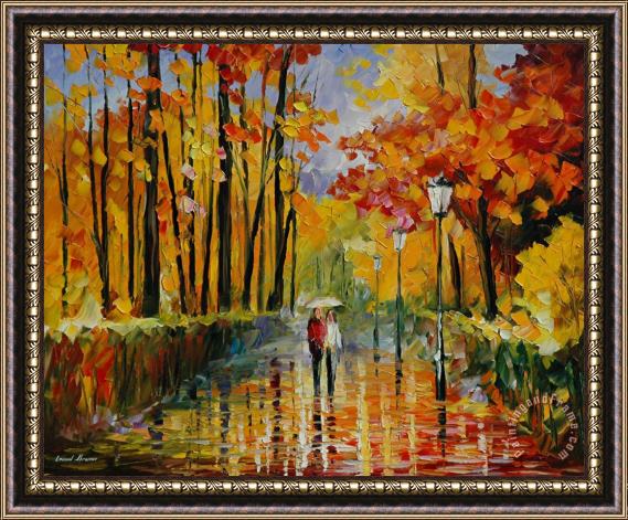 Leonid Afremov Autumn Rain Framed Painting