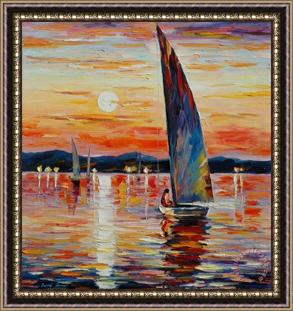 Leonid Afremov Blue Sail Framed Painting
