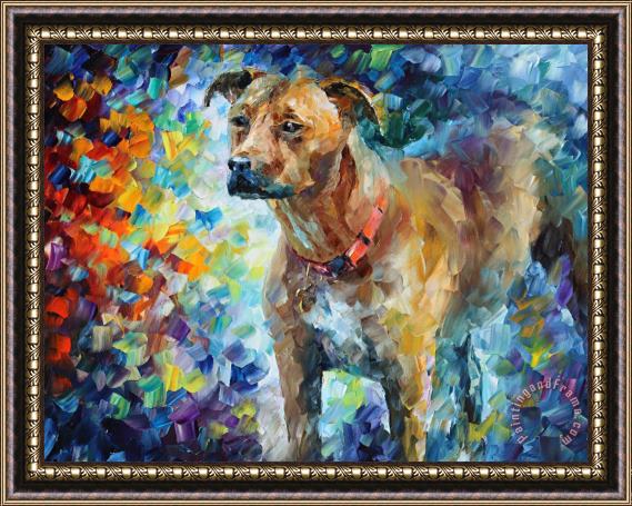 Leonid Afremov Dog  - Commissioned Painting Framed Painting