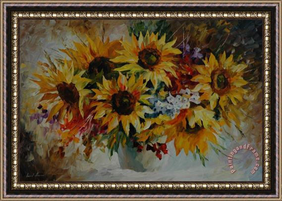 Leonid Afremov Flowers At Dawn Framed Print
